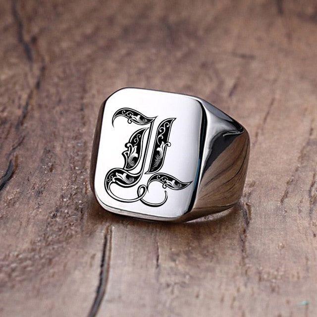 Silver Customized Magician's Initial Ring
